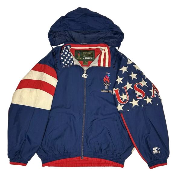 Starter Mens VTG Vintage USA Atlanta 1996 Olympics Full Zip Windbreaker Jacket L - Picture 1 of 12